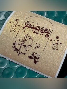 Gold and Black Transparent Glitter Thank You Stickers ~50pcs only~